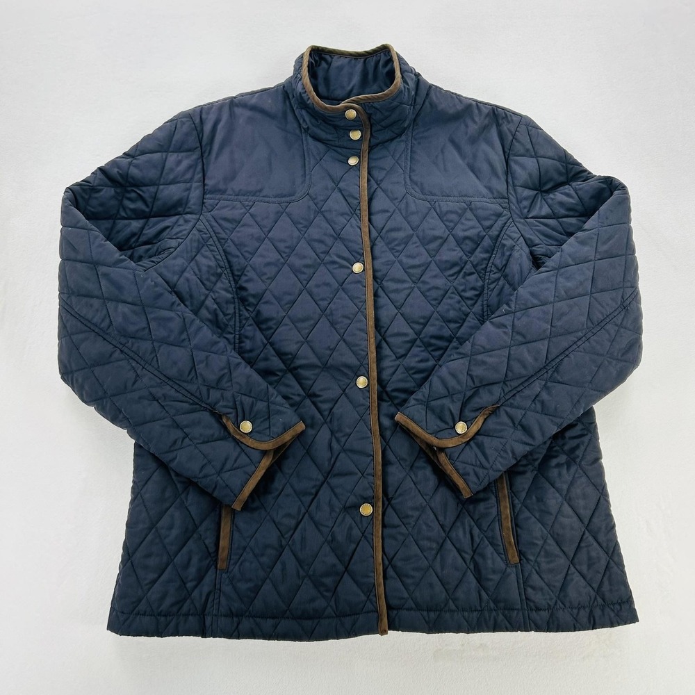 Lands' End Jacket Womens XL 18-20 Blue Quilted Lightweight Snap Front Pockets